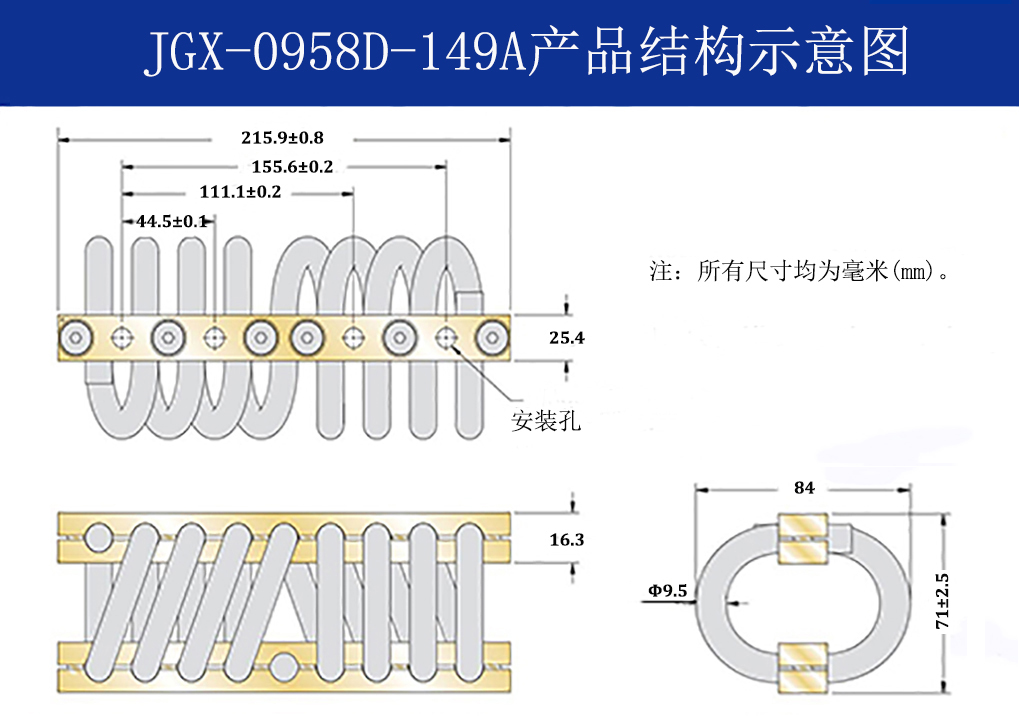 JGX-0958D-149A多應用鋼絲繩隔振器結(jié)構(gòu)